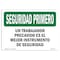 Signmission OSHA Sign, Careful Worker Best Spanish, 10in X 7in Rigid Plastic, 10" W, 7" H, Landscape OS-SF-P-710-L-10751 - alternate 1